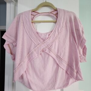 SHEIN Light Pink Crisscross Blouse